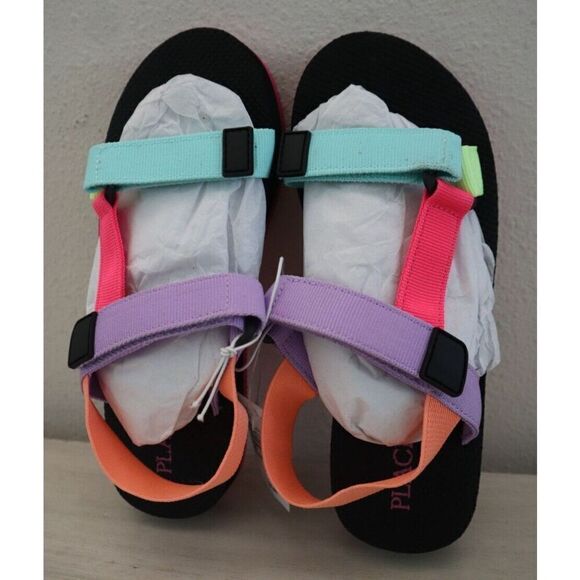 The Children's Place Youth Girls Sz 4 Multicolor Colorblock Webbed Sandals - Picture 2 of 6